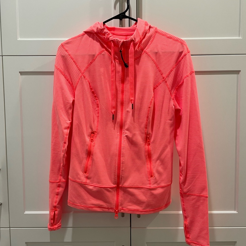 ZELLA NEON CORAL ZIP UP HOODIE JACKET